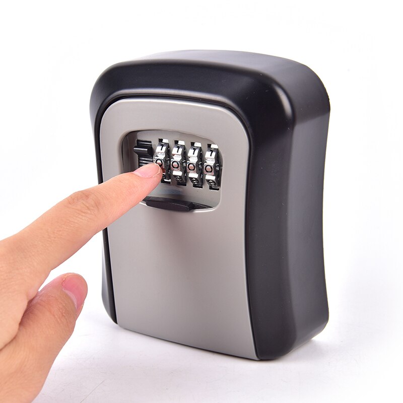 Outdoor Key Lock Box Wall Mounted Aluminum Alloy Key Safe 4-digit Password Storage Box Weatherproof