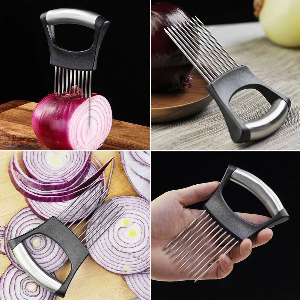 Voedsel Slice Assistent Groente Houder Staal Ui Cutter Ui Chop Fruit Groenten Cutter Slicer Tomaat Cutter Mes