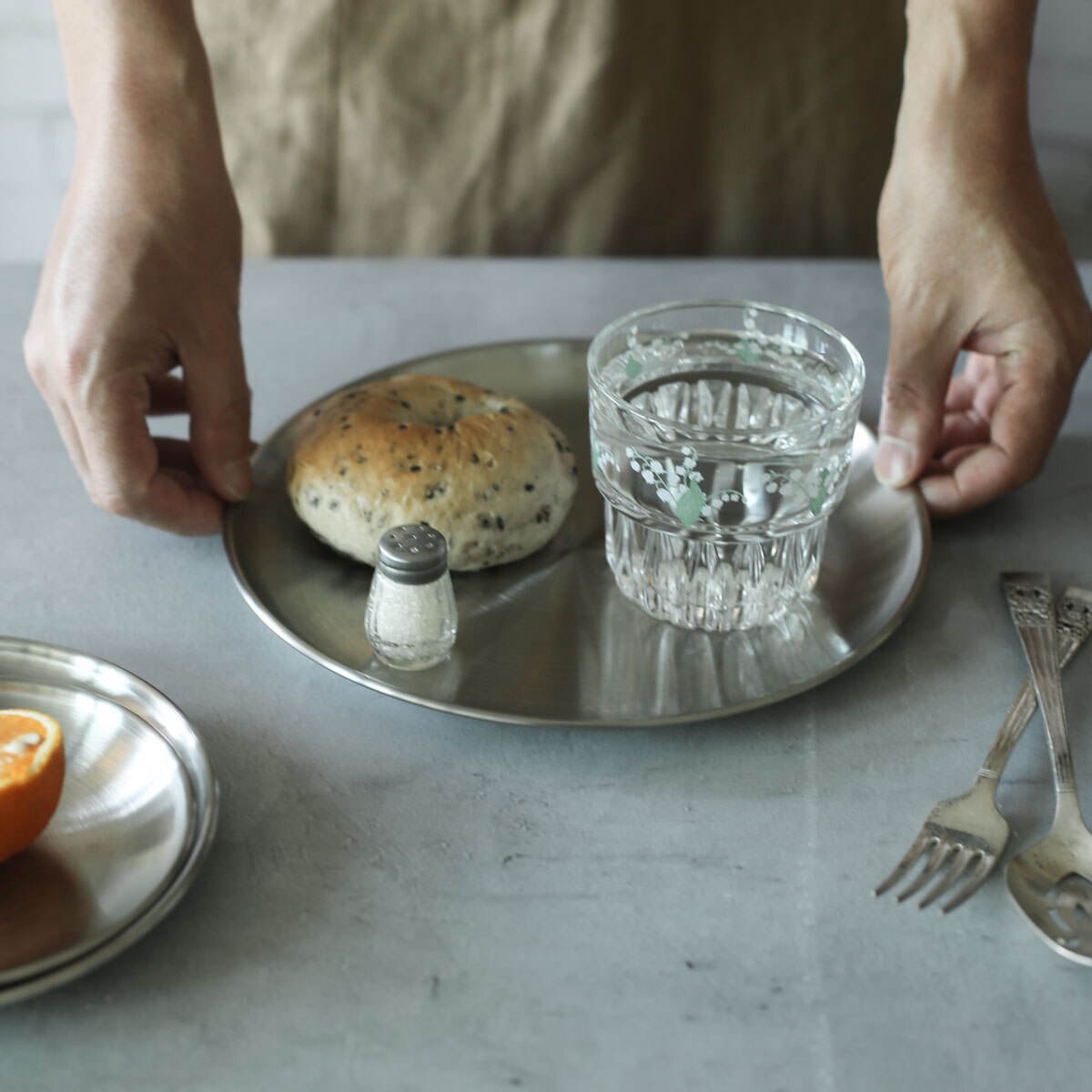 Koreaanse Rvs Verdikte Ronde Plaat Gouden Cafe Lade Fruitschaal Taart Plaat Botplaat Schotel Ondiepe Plaat