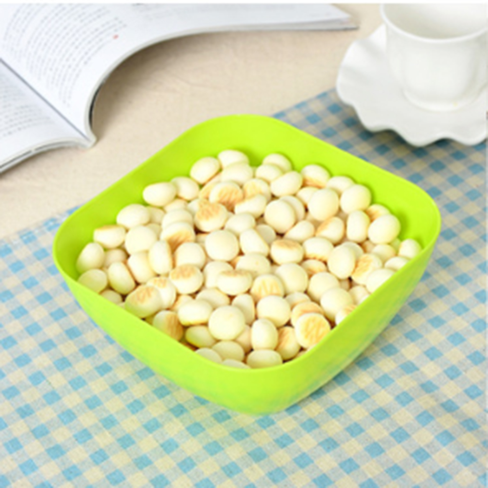 Plastic fruit salad bowl of food grade plastic square melon fruit plate small snacks candy dish: Green