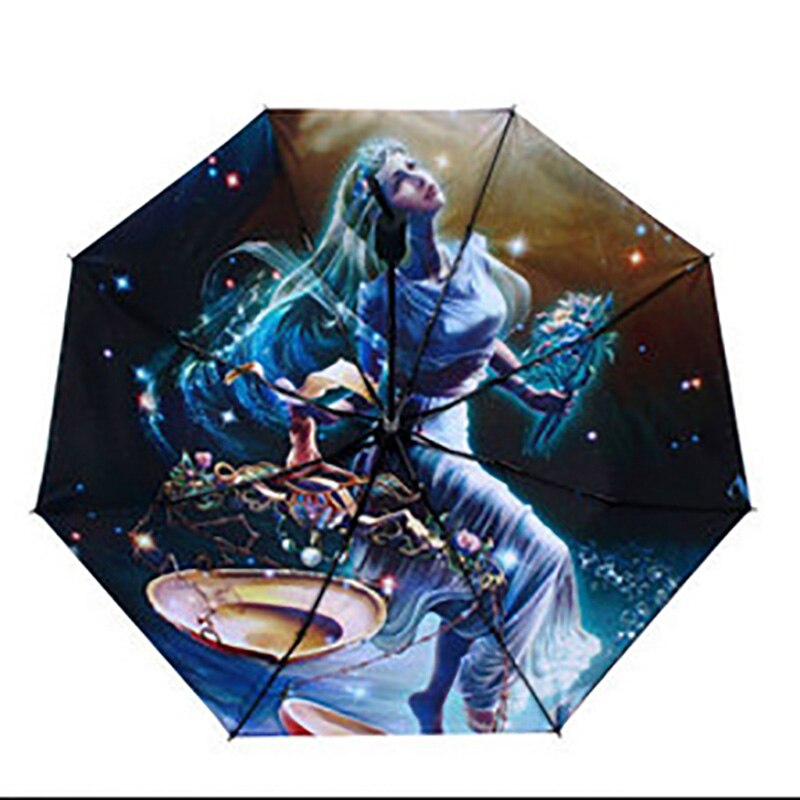YADA 12 Constellation Pattern Folding Rainy Umbrella Anti-UV Rainproof Sun Protection Parasol Umbrellas Female YS015: Libra