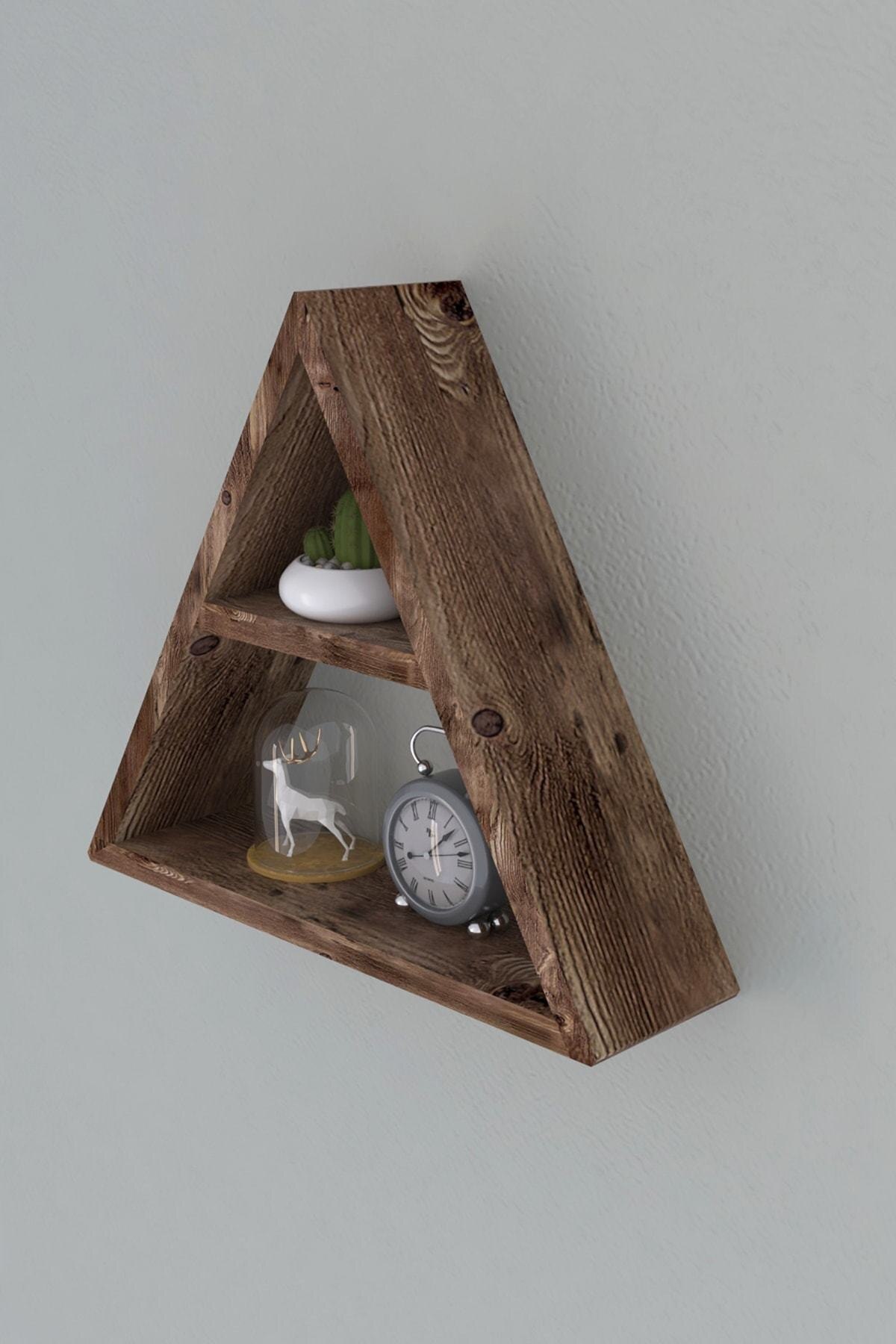 Triangle Wall Shelf Solid Shelf Natural Wood Shelf Bookcase Single