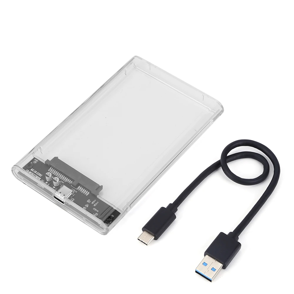 USB 3.0 3.1 External Hard Drive Enclosure 2.5 Inch SATA to USB3.0 UASP Clear Portable Hard Drive Case HDD Tool-Free Transparent: WHITE