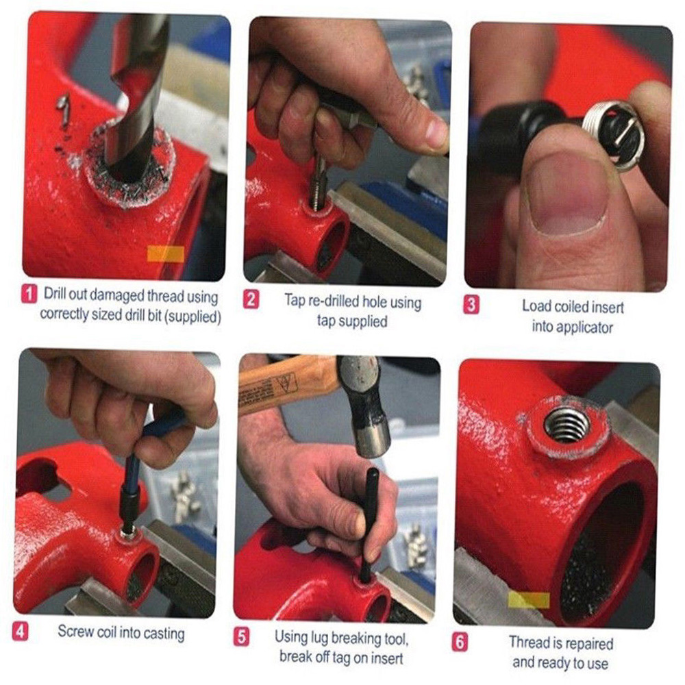 30 Uds Kit de inserción de reparación de hilo métrico M3 M4 M7 M9 M11 Helicoil Car Pro herramienta de bobina 304 bolsa de herramientas de reparación de automóviles de acero inoxidable