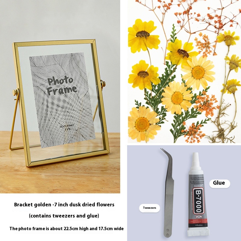 DIY Double-Sided Transparent Glass Picture Frame for Dried Flowers Handmade Home Decor Display Stand Decorative Photo Frame