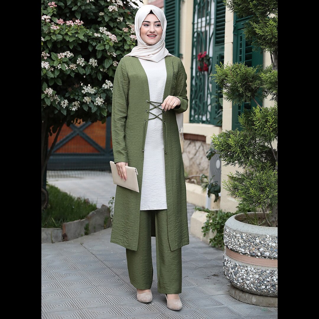 Moslim Vrouwen Lange Tops Islamitische Sets Vrouwen Moslim Broek Abaya Dubai Ramadan Gebed Kleding 3 Delige Set: 03 / M