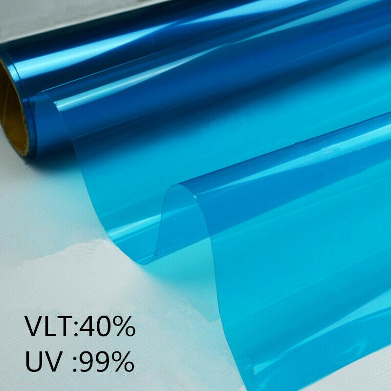 Blå farvede vinduesfolier dekorativ solfarvet film selvklæbende vinylfilm hjemmeindkøbscenter glas 99%  uv-sikker med størrelse 45 cmx 200cm