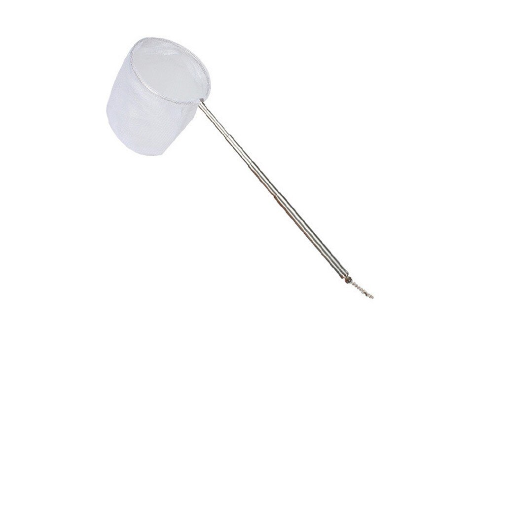 Top Selling Fish Shrimp Skimming Net Fine Mesh Extendable Stainless Steel Handle Fishing Net Support And: White 