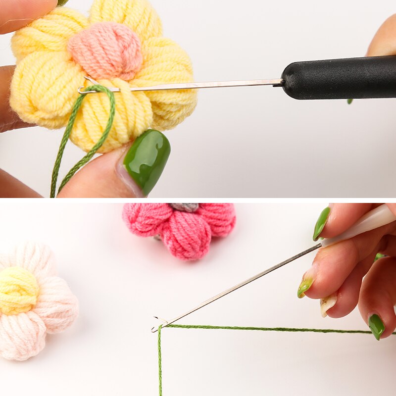 Nonvor Hand Sewing Needles Plastic Handle Crochet Needles Crochet for Embroidery Knitting Needles Weave Sewing Needles Tool