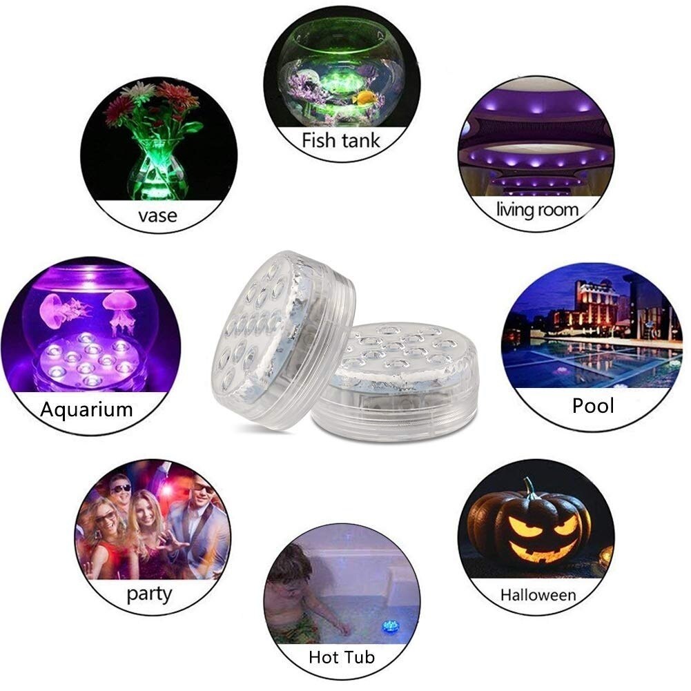Submersible Led Lights with Remote Control, for Swimming Pool, Garden, Halloween, Fountain, Pond, Vase, Tub, Fish Tank,