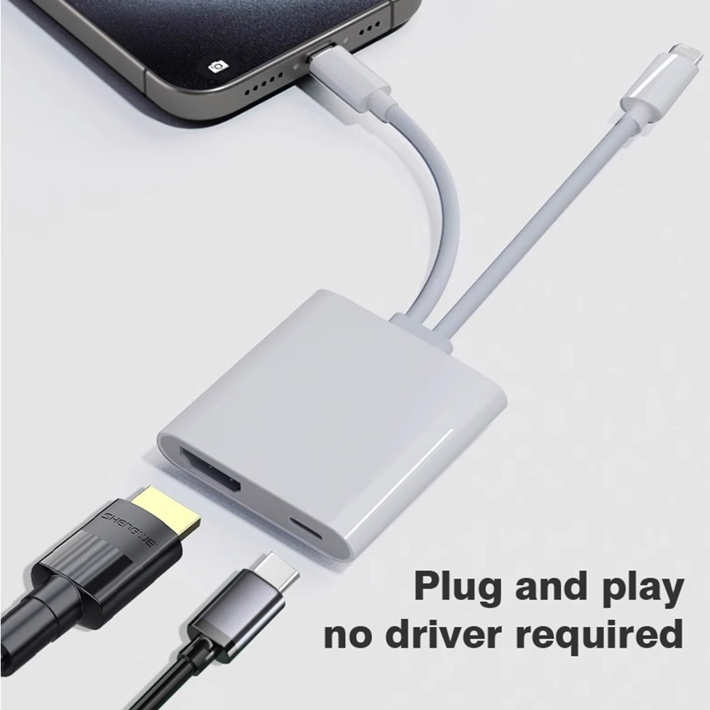4k @ 60hz lightning/typ-c till hdmi hd-konverterare 1080p projektionslinjedisplayvideokonverterare för iphone 16 15 14 13 ipad macbook
