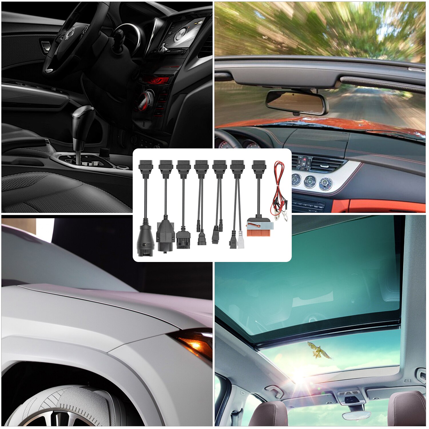 8pcs Car Cables Full Set Auto Car Diagnostic Connector Adapter OBD2 Interface Car Leads for T-C-S C-D-P PLUS Multidiag Pro