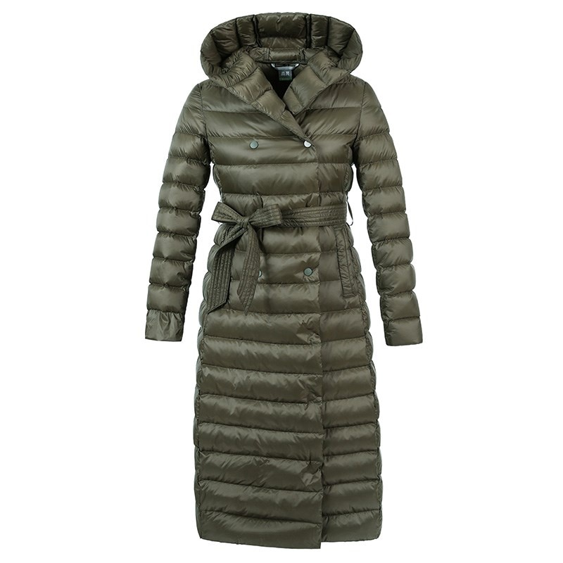 Vår høst kvinner hvit andedun jakke lang dun parkas hette dame ultra lett yttertøy kvinne slank tynn svart frakk