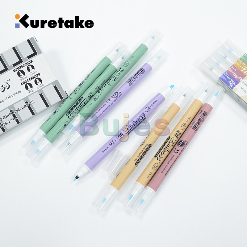 Kuretake Zig Emboss Twin Tip ,Embossing easily creates dimension and surface texture,Waterbased Ink,Available in 4 sizes