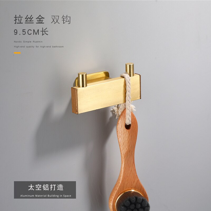 UPBEER Eenvoudige Plank, Boorvrije Ruimte Aluminium Handdoekenrek, Enkele Dubbele Handdoekstang Wandmontage Handdoekhouder Zwarte Gepolijste Afwerking Voor Badkamer Keuken Kantoor A 40cmb50cm