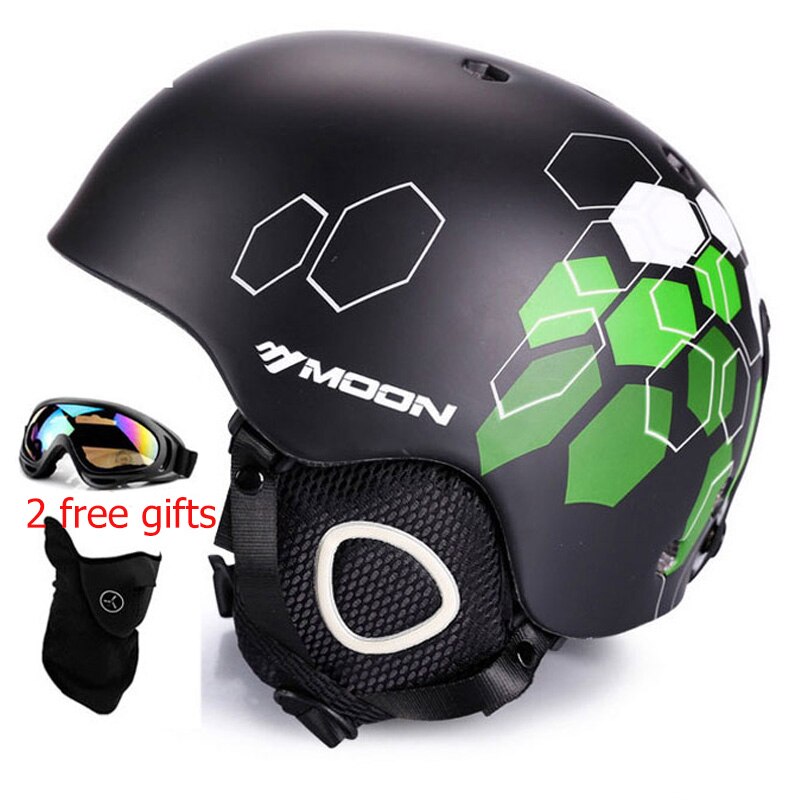 MOON Skiing Helmet with 2 Winter Adult Men Snowboard Skateboard Equipment Sports Safety Ski Helmets for men with goggles: 05 / M(55-58cm)