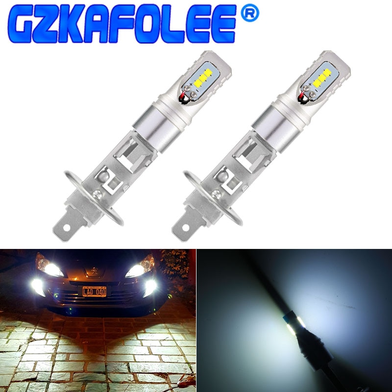 Gzkafolee High Power Auto Mistlamp H1 Led H3 Lampen Csp Y19 Seoul Semiconductor Chip 1800LM Wit