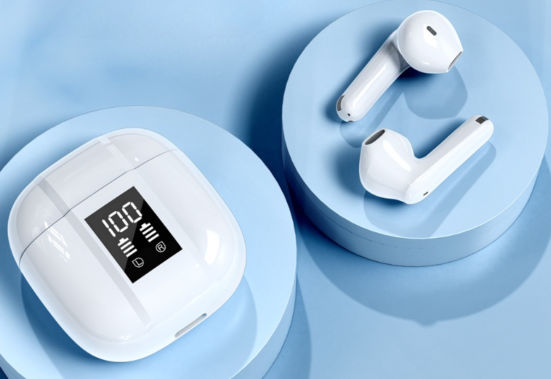 Auriculares Bluetooth ANC Control táctil HiFi TWS, auriculares intrauditivos inalámbricos ENC con micrófono dual para llamadas claras y auriculares de graves profundos: Blanco