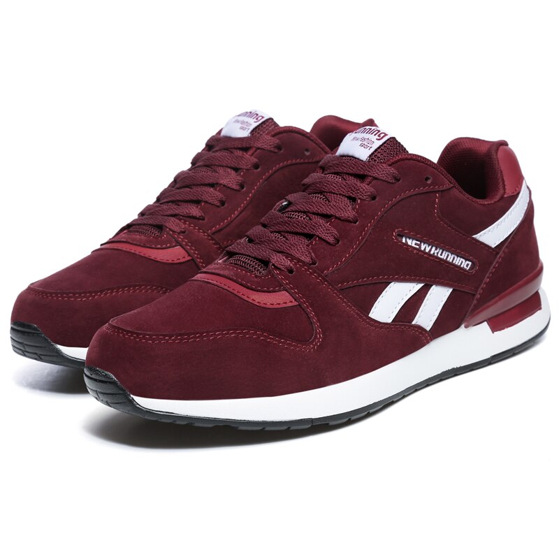 Mannen lederen sneaker Unisex Lente casual Trainers Ademende outdoor wandelschoenen licht gewicht antislip Rubberen zool: wine red / 38