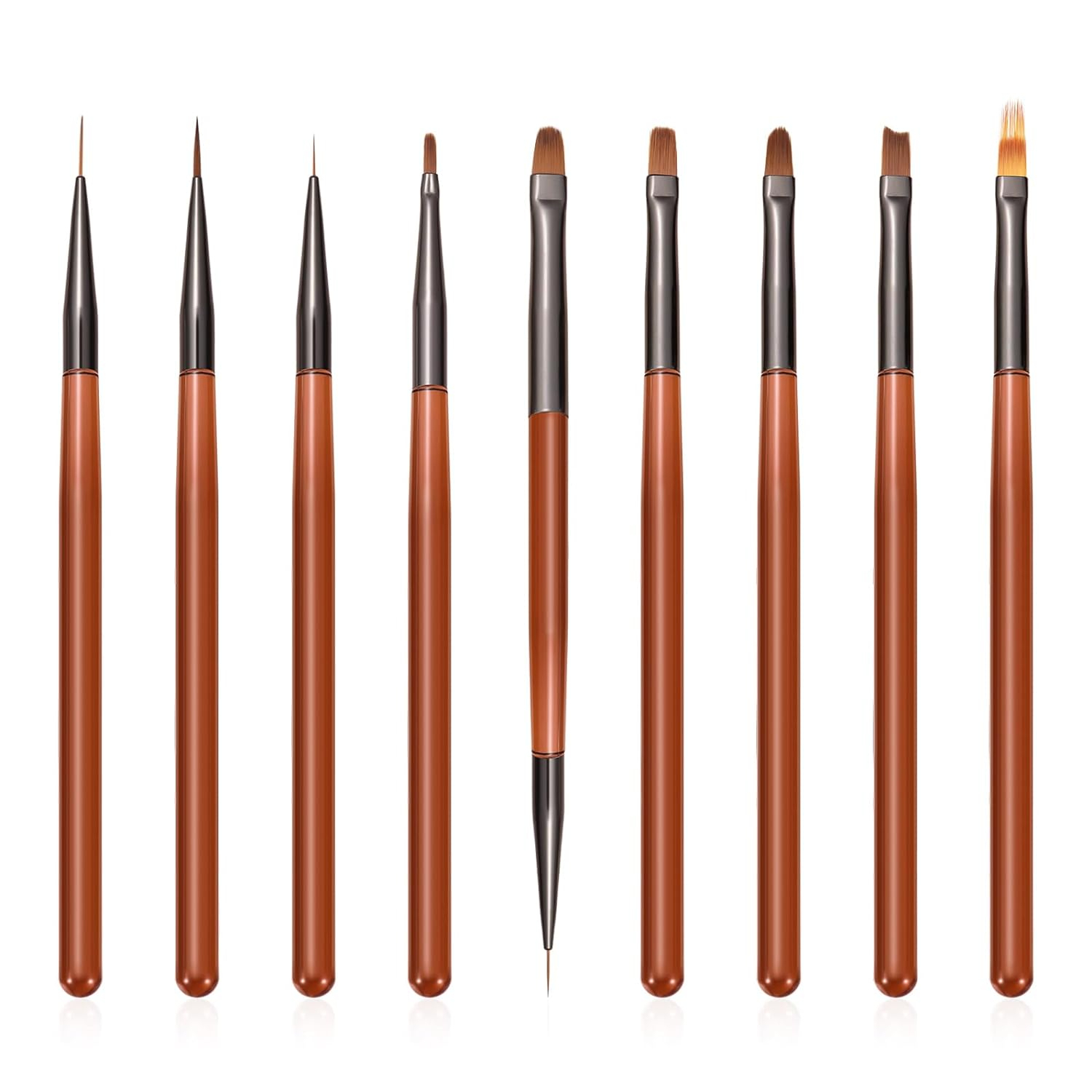 High Precision Nail Art Clean-Up Brush Set - Accurate Mistake Removal and Fingernail Cleaning - Angled and: Silver