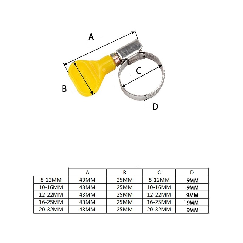 45pcs 5 Sizes Key Type Hose Clamp Plastic Handle H... Grandado