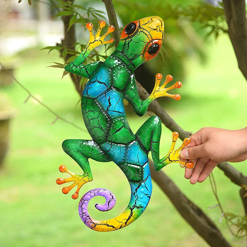 Metall Gecko Hof Garten Dekoration Außen Eisen Statuen Heimat-garten Zauberstab Dekor Miniatur Zubehör Skulpturen Ornamente Gebühr