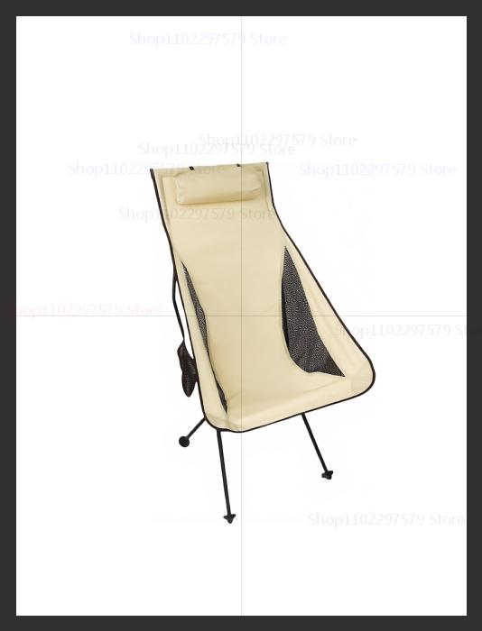 Draagbare campingstoel Opvouwbare reisstoel met hoofdsteun Lichtgewicht buitenvisstoel Maanstoel voor volwassenen en kinderen: Beige