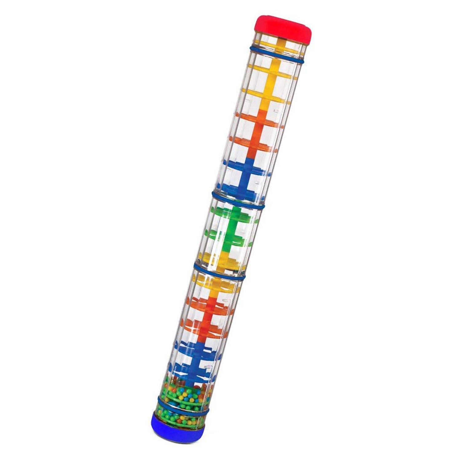 Syr stort regnpind rangle legetøj 15.75 tommer - lang farve noise stick regnbue korn indeni