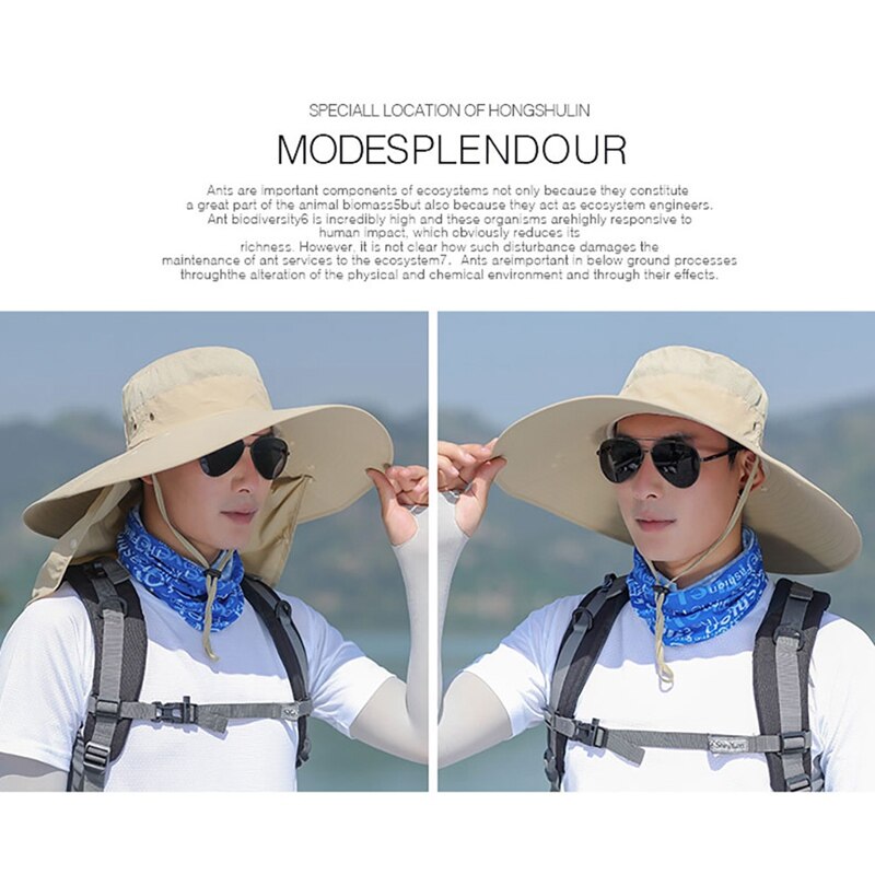 Flap Hoed Outdoor Flap Cap Brede Rand Zonnescherm Winddicht Sneldrogend Gezichtsmasker Oor Neck Cover Visser Emmer Hoed nylon