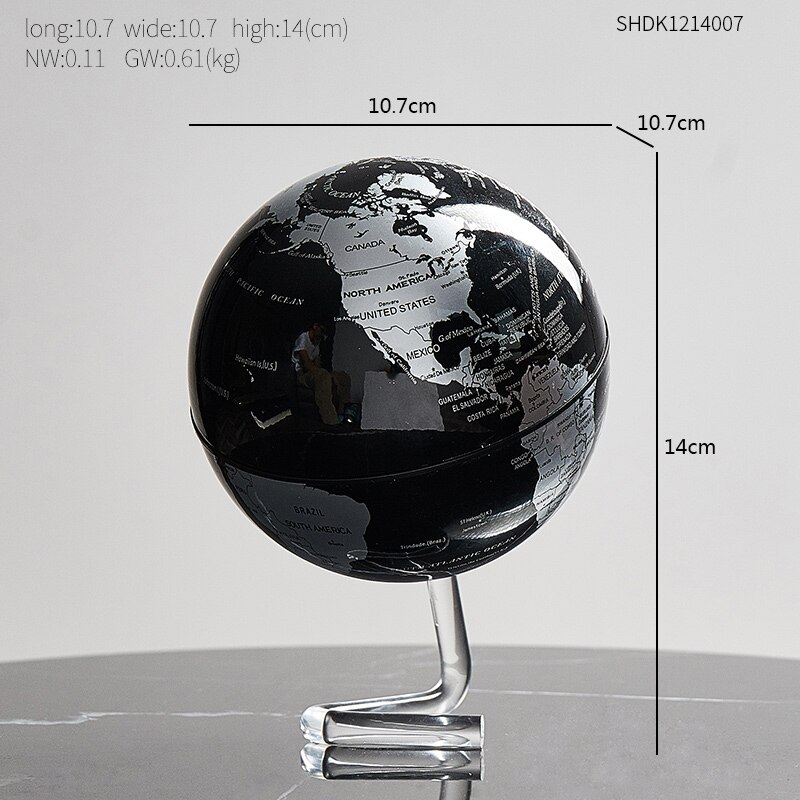 Heminredningstillbehör retro roterande jordklot modernt lärande jordklot barn studie skrivbord inredning världskarta geografi barn utbildning: Svartgrå klot-b