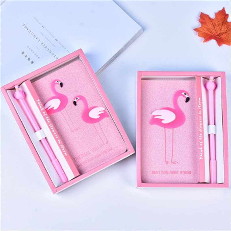 Cuaderno de papelería Kawaii de flamenco rosa, suministros escolares, accesorios de oficina, para niños
