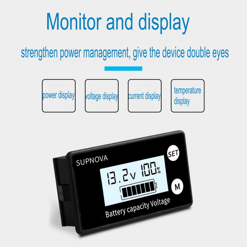 Lead Acid LiFePO4 Battery Monitor Runleader LCD Battery Level Indicator - 12V To 48V Voltage Gauge With CAN Communication For Golf Carts & Equipment Club Car Forklift Power Meter