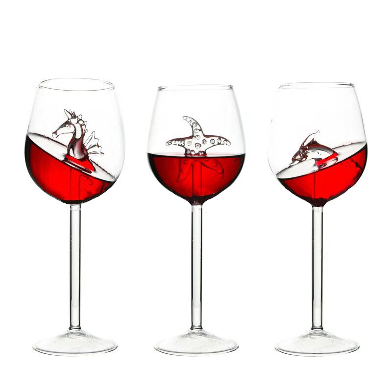 dolphin red wine goblet starfish seahorse beer glass transparent red wine glass wine glass bar counter home restaurant