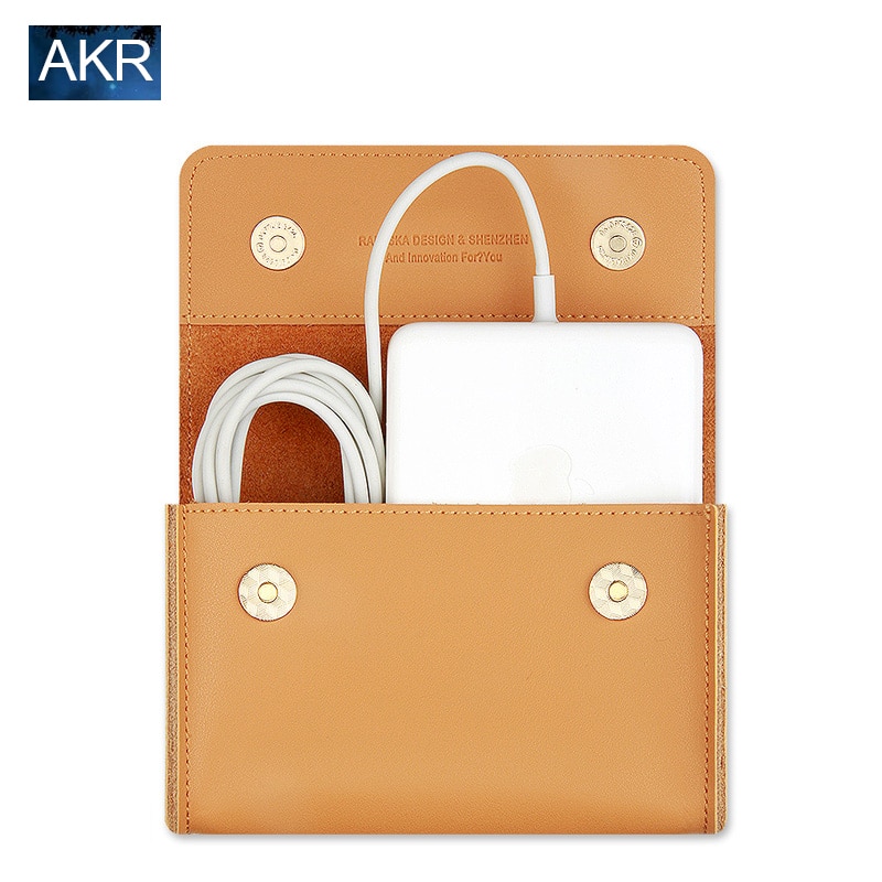 Leather Pouch case For Macbook Accessories Mouse Data Line Power Spply Storage Bag