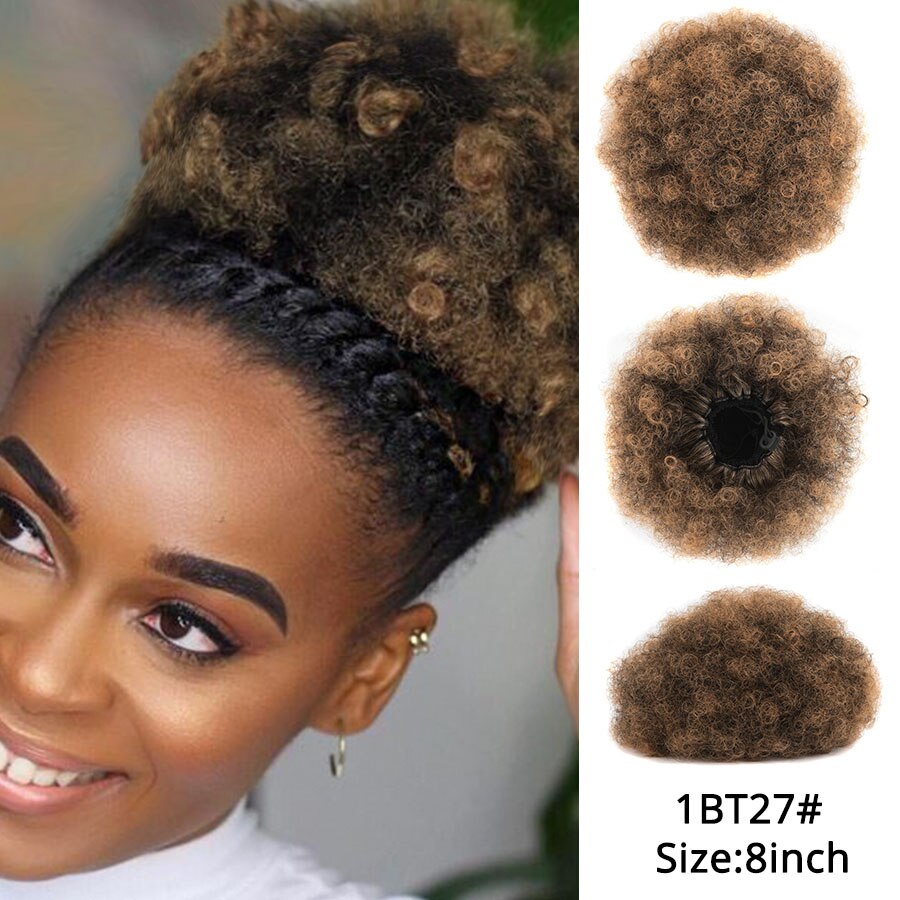 Alileader coc scurt de păr puf afro super-sintetic 8 inch șnur scurt coadă de cal clemă extensie de păr coci de păr crepus: 1 bt 27