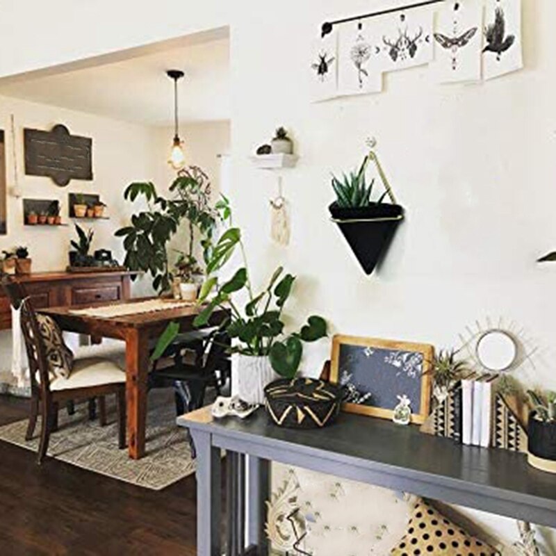 Geometric Wall Planter Indoor Room Office Wall Decor Hanging Succulent Planters Black Geometric Decor Wall Planter