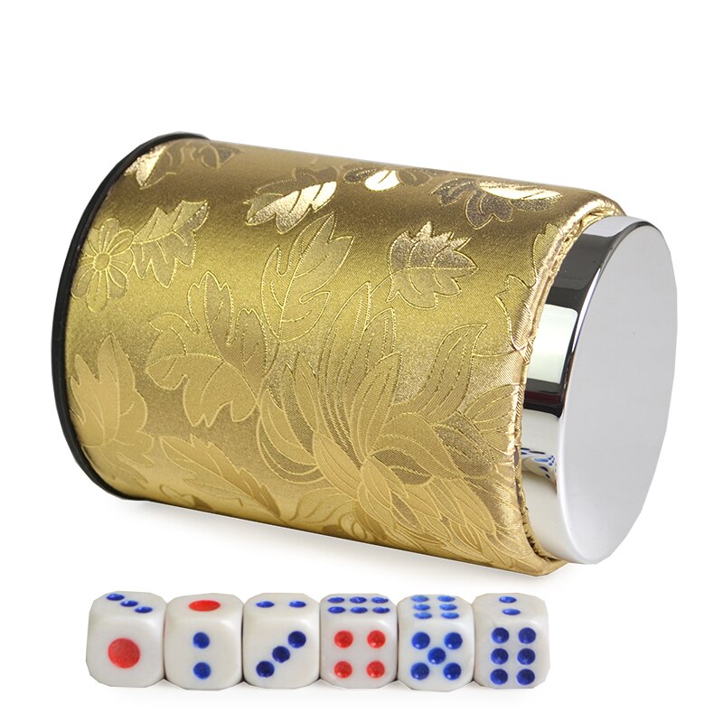 Ktv bar gambling casino texas pokerspil metal+læder terning kop sæt & 6 stk digitale hvide/akryl terninger