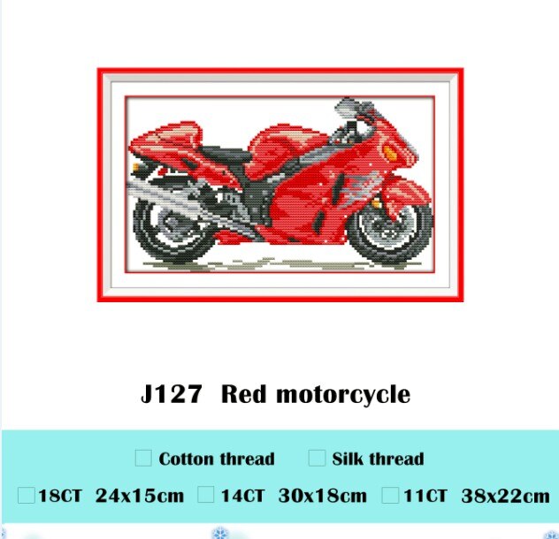Conjunto de punto de cruz de coche rojo, patrón de DMC, Impresión de cuenta de color 18ct 14ct 11ct, kit de bordado, suministros de costura hechos a mano DIY
