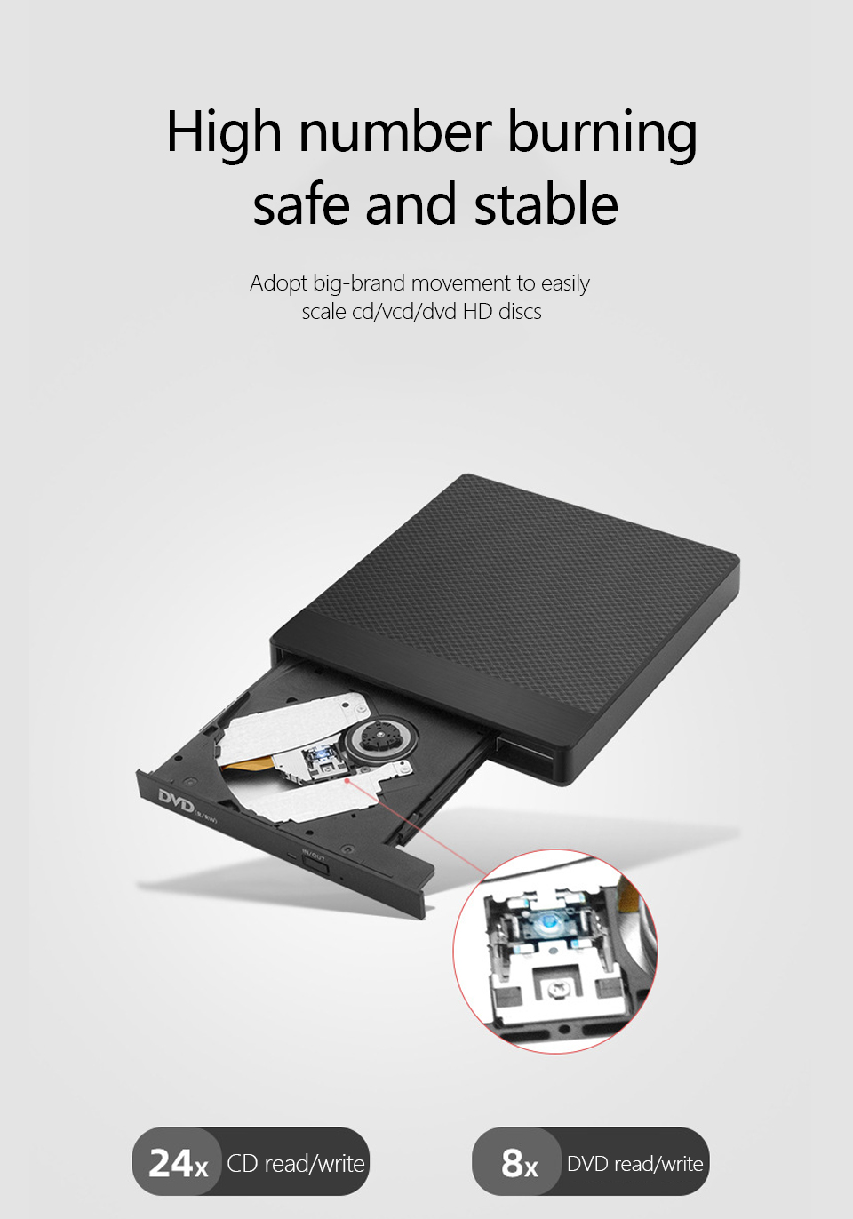 USB 3.0 DVD Drive CD Burner Drive-free High-speed Read-write Recorder External DVD-RW Player Writer Reader With USB/SD/TF Slot