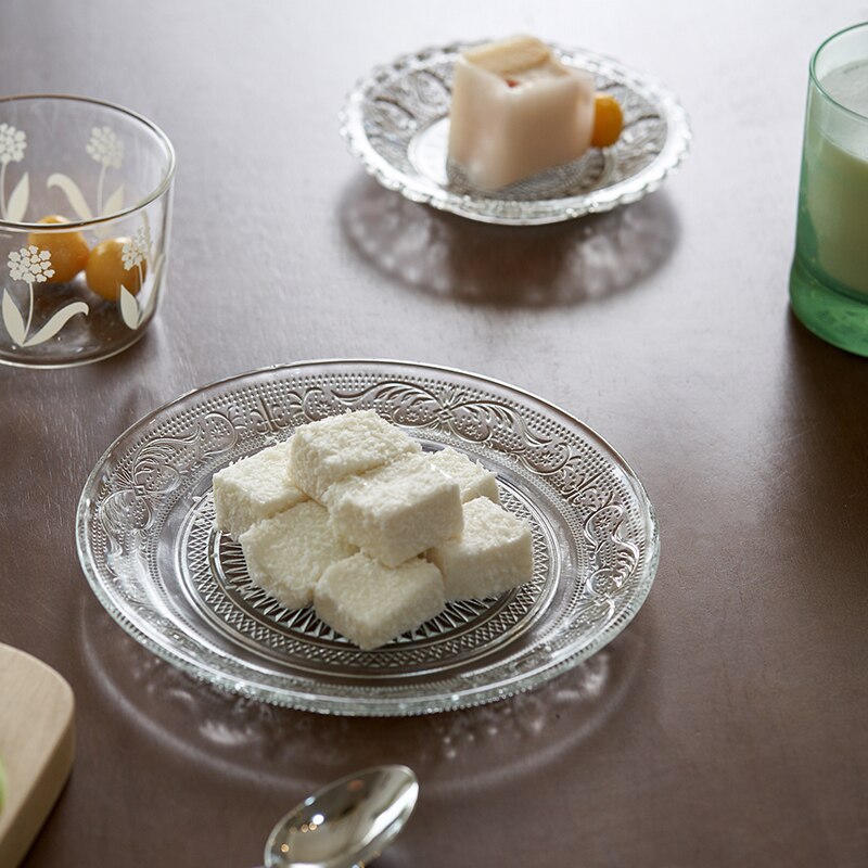 Chinese Glass Dim Sum Plate Good-looking Dessert Plate Affordable Luxury Style Fruit Plate Living Room Home Small Exquisite