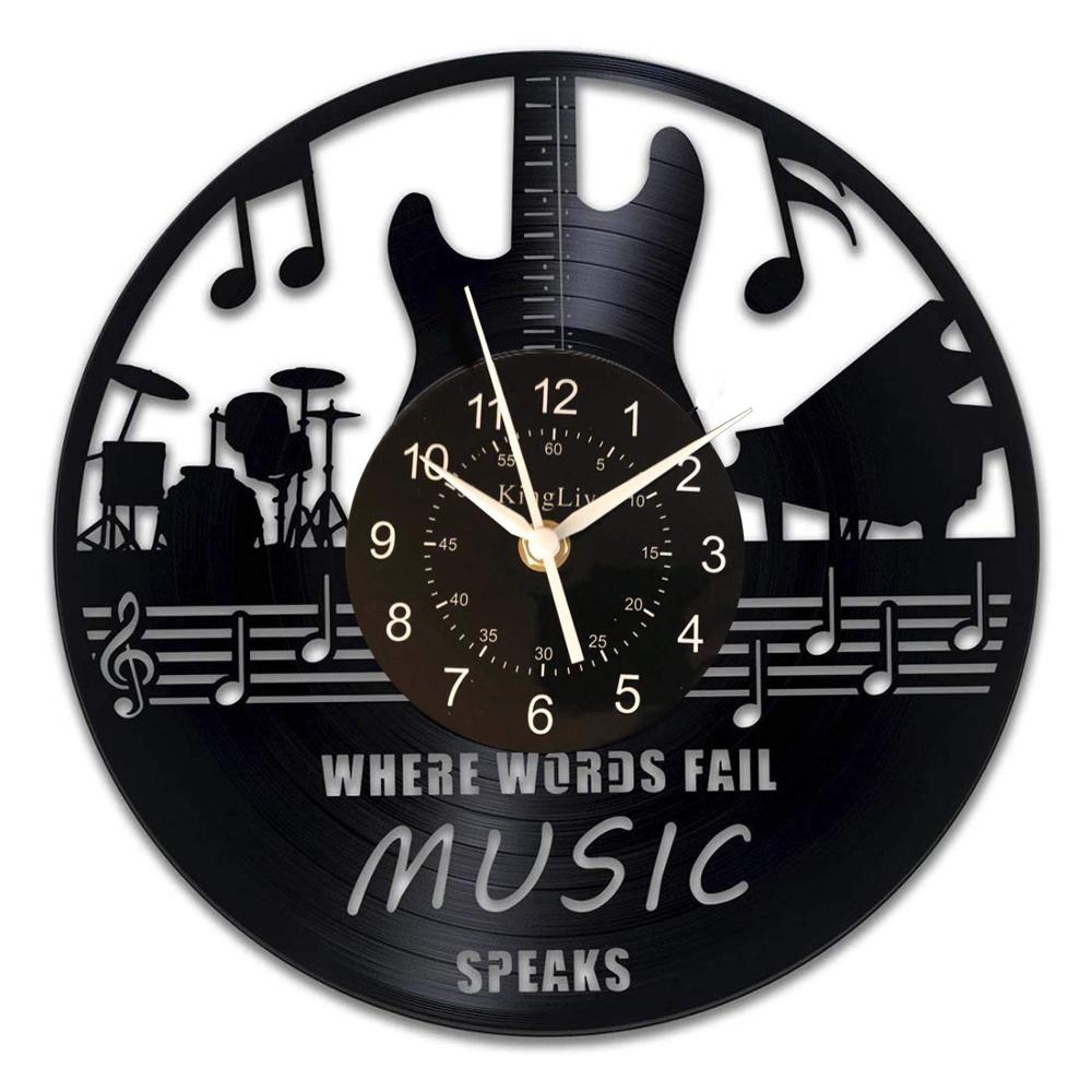 Musical Led Vinyl Wall Clock 12 Inch Quartz Antique Style Large Decorative Decorate your bedroom living room