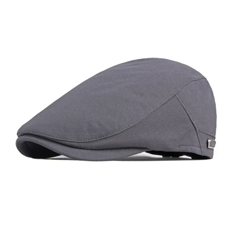 Boné elegante de algodão para homens e mulheres, chapéus britânicos de jornaleiro, bonés de duckbill ajustáveis, chapéu liso, outono: Cinza escuro