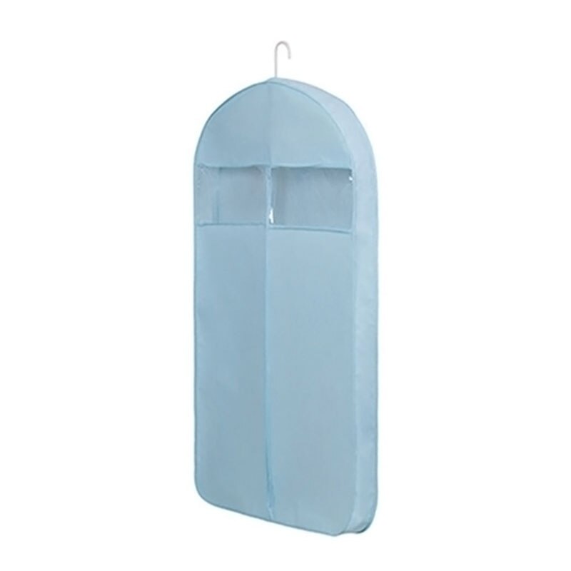 1PC Clothes Protector Breathable Transparent Suit Cover Wardrobe Storage Garment Bag Hanging Dustproof: blue / 60x10x88cm