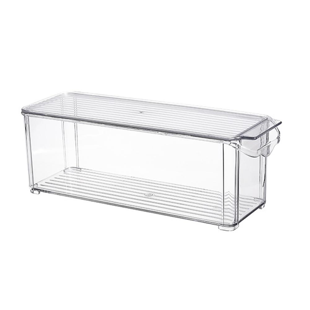 2 Pack - Acrylic Food Storage Container Bin with Lid and Handle for Cabinet, Fridge, Freezer - Organizer
