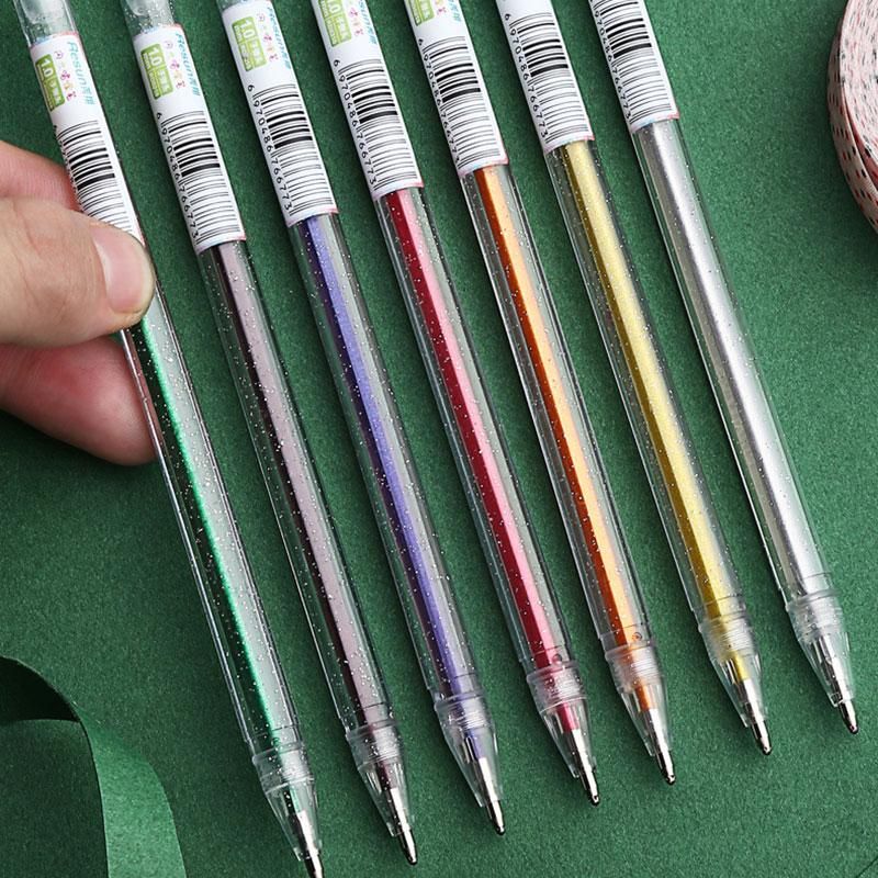 12 Colors Glitter Gel Pen Set Multicolour Ballpoint Gel Pens Refill Set Colorful Painting Drawing Pen Shell Cover