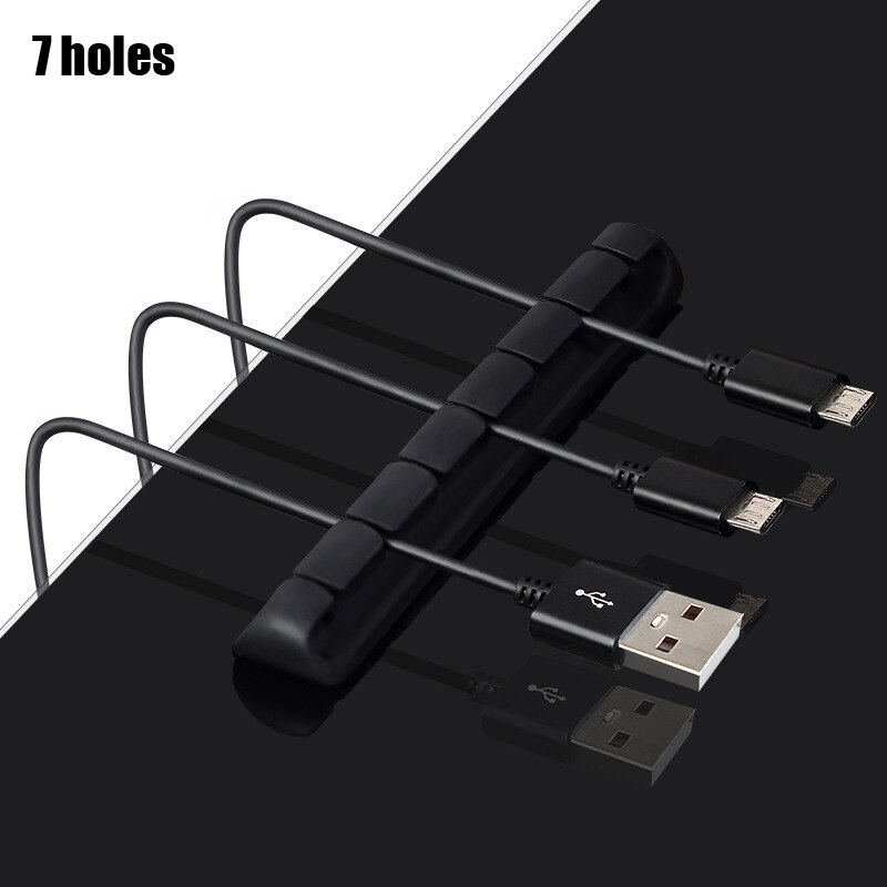 Silicone USB Cable Organizer Winder Desktop Tidy Management Clips Cable Holder