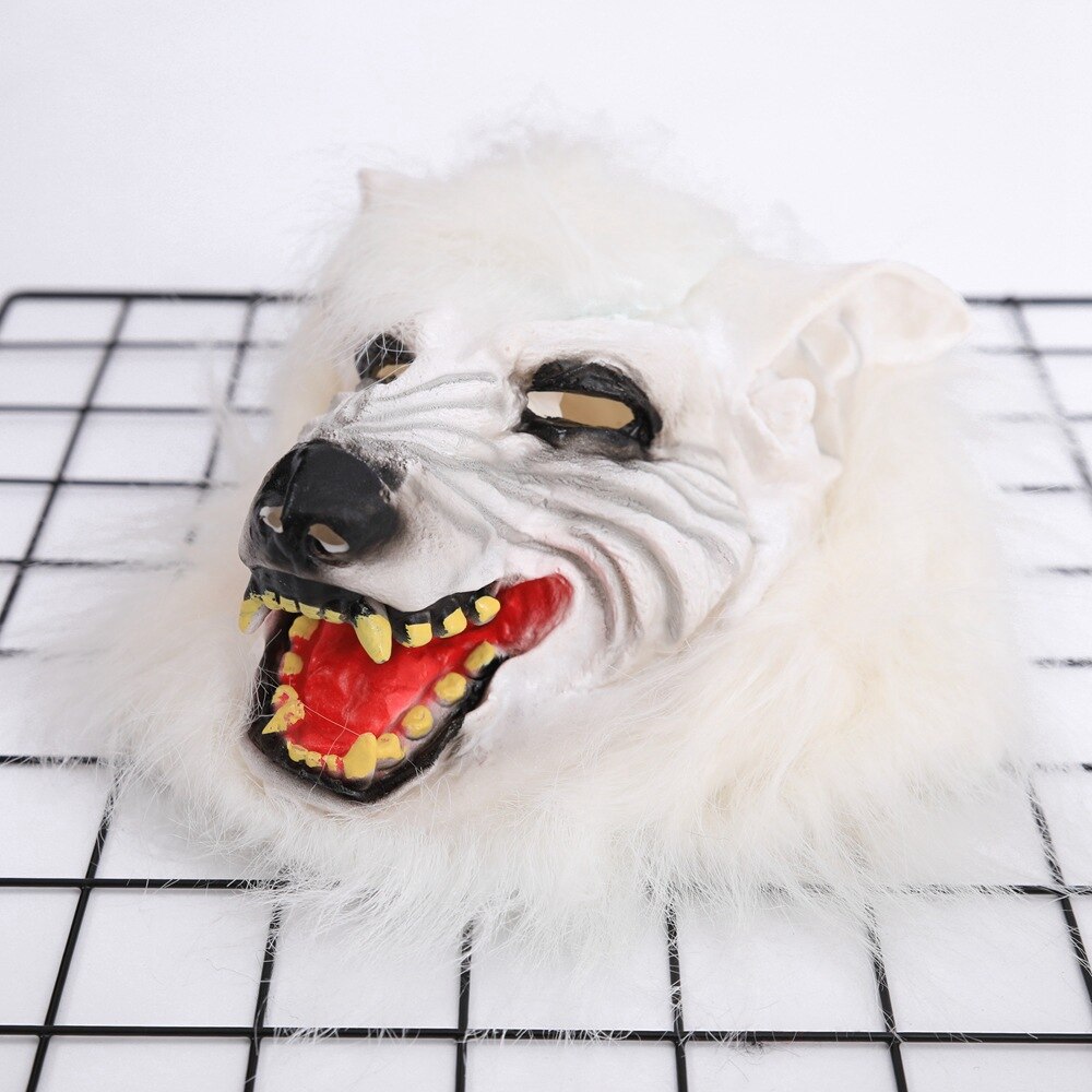 Masque cosmasqué d&#39;halloween, couvre-chef de loup, masque tête de loup en Latex, masque Animal de fête d&#39;horreur: B
