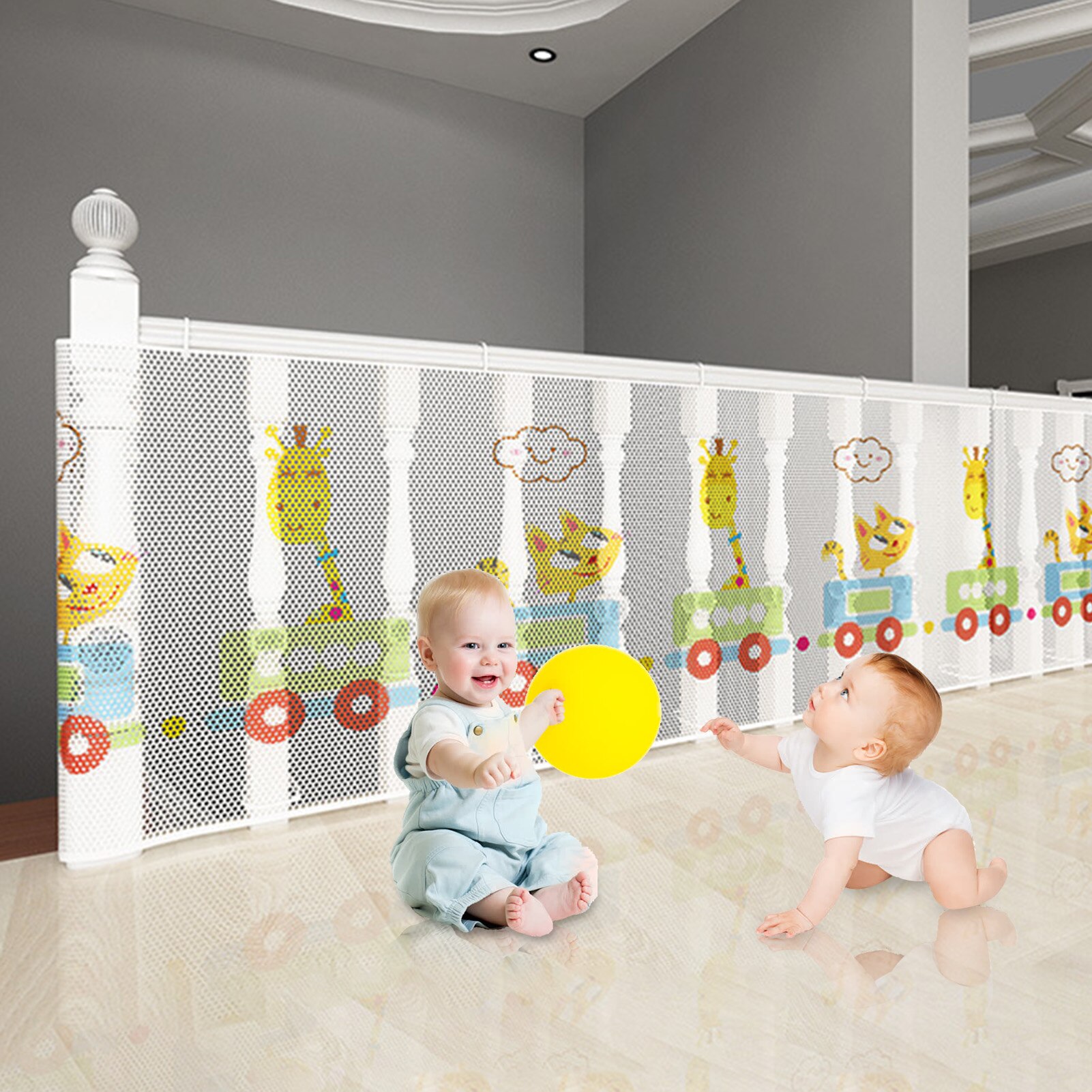 2/3m Kids Protection Stair Fence Sturdy Cartoon Indoor Outdoor Balcony Home Decor Fall Protection Kids Stairs Safety Net Thick