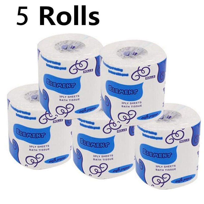 Luxury Toilet Paper 5 Rolls, Smooth Soft 3-Ply Large Roll Bath Tissue Paper, Office Home Kitchen Use Toilet Tissue