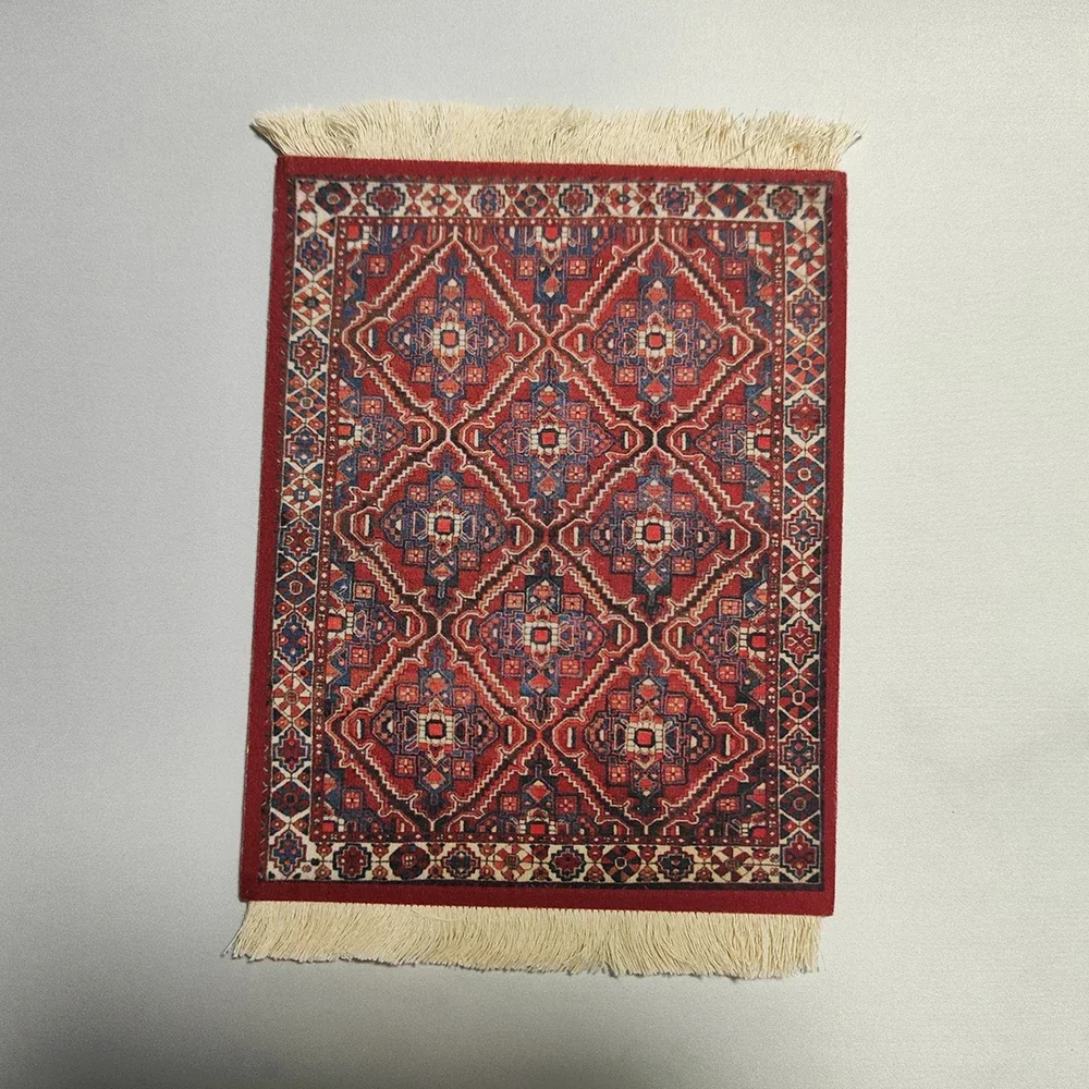 Woven flower Persian carpet small coaster merchants mouse pad desk mat retro style rubber non-slip computer mats: PURPLE